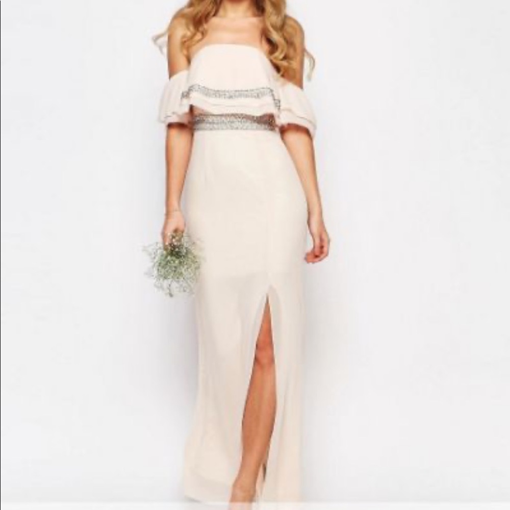 TFNC Wedding Bandeau Embellished Maxi Dress